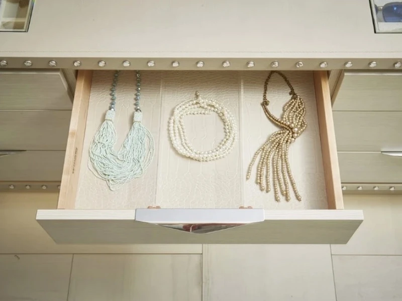 Leather Countertop Divided Drawer