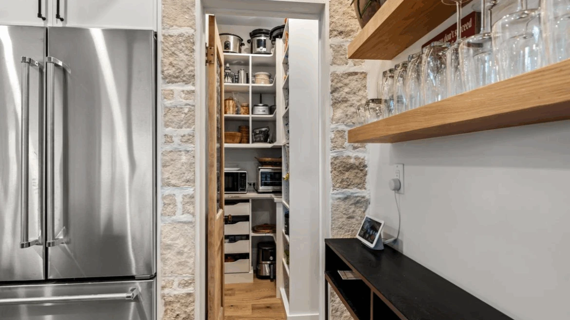 Small Pantry with Countertop & Scoop Drawers