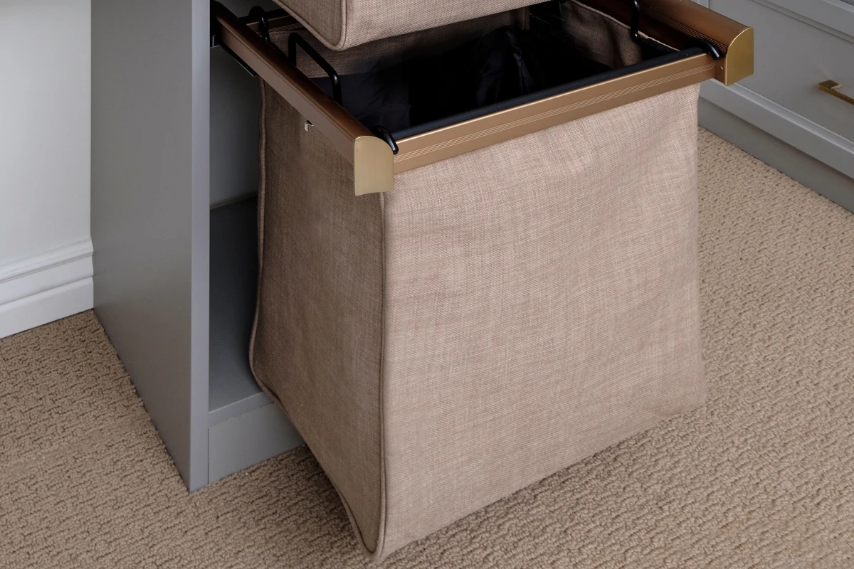 Pull out fabric laundry organizer in Matte Gold