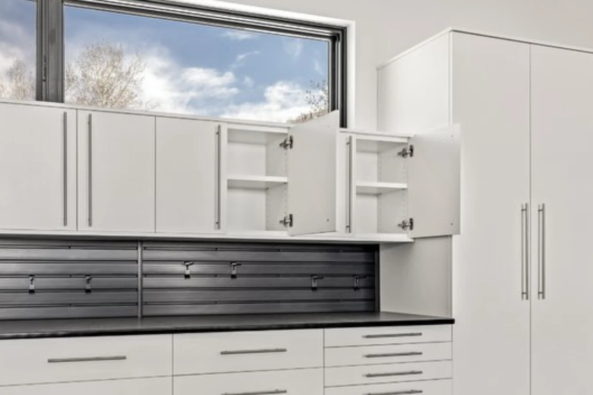 Garage cabinetry in White